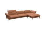 Ecksofa FLEXLUX "Salino, Funktionssofa mit Recamiere, Relaxsofa, Ecksofa", braun (modern cognac braun), B:340cm H:88cm T:182cm, Sofas, Ecksofa, Sofa mit Arm- und Kopfteil-Verstellungen, Kaltschaum & Stahl-Wellen