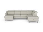 Wohnlandschaft SIT & MORE "Freetown U-Form", weiß (altweiß), B:315cm H:84cm T:216cm, Sofas, Wohnlandschaft, Kopfteilverstellung und Federkern, wahlweise mit Bettfunktion