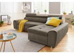 Ecksofa SIT & MORE "Riva L-Form", grau (taupe), B:272cm H:92cm T:169cm, Flachgewebe (100% Polyester);Luxus-Microfaser (100% Polyester);Struktur (100% Polyester), Sofas, Ecksofa, inklusive Kopteilverstellung, wahlweise mit Bettfunktion