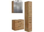 Badmöbel-Set WELLTIME "Chicago", braun (wotaneiche), B:90cm H:200cm T:35cm, MDF, Kastenmöbel-Sets, Badmöbel-Set