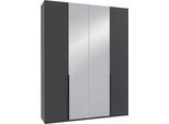 Kleiderschrank WIMEX "Mugano,in 5 Breiten,2 Höhen,2 Tiefen, viele Farben, Made in Germany", grafit, griffe schwarz, B:180cm H:236cm T:58cm, Holzwerkstoff, Schränke, Kleiderschrank, mit langen Griffen aus Metall, mit oder ohne Spiegel