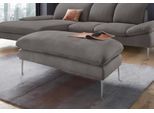 Hocker W.SCHILLIG "enjoy&MORE", grau (grau r66), B:106cm H:45cm T:71cm, Chenille-Flachgewebe R66 (85% Polyester, 15% Nylon);Longlife Xtra-Leder Z59: Glattleder mit modischer Prägung. Hautstärke 0, 9 - 1, 1 mm;Stoff S37 (100% Polyester), Hocker, Hocker, Füße Chrom glänzend, Breite 106 cm