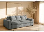 3-Sitzer HOME AFFAIRE "Venslev", grau (gray), B:230cm H:83cm T:120cm, 100% PES, Sofas, 3-Sitzer, Lounge-Sofa, mit extra tiefer Sitzfläche und losen Kissen