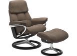 Relaxsessel STRESSLESS "Ruby", braun (mole batick), B:76cm H:100cm T:75cm, Leder PALOMA: durchgefärbtes Semianilin-Möbelleder;Leder BATICK: durchgefärbtes und genarbtes Möbelleder, Sessel, Relaxsessel, mit Signature Base, Größe S, Gestell Eiche, Wenge, Braun & Schwarz