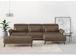 Ecksofa HOME AFFAIRE "Fjord L-Form", braun (coffee), B:324cm H:93cm T:184cm, 100% Polyester, Sofas, Ecksofa, massiv, wahlweise mit Armlehnfunktion, Kopf- Sitztiefenverstellung