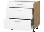 Herdumbauschrank KOCHSTATION "KS-Scafa", weiß, B:80cm H:75cm T:56cm, Schränke, Herdumbauschrank, Breite 80 cm, mit zwei Auszügen und einem Schubkasten