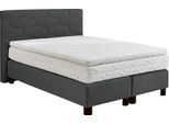 Boxspringbett, grau (anthrazit), B:155cm L:210cm, Bezug: 100% Polyester, WESTFALIA SCHLAFKOMFORT, Komplettbetten, Boxspringbett, wahlweise mit Topper