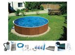 Rundpool MY POOL BWT "MAONI 3", braun (eichefarben), H:120cm Ø:360cm, Schwimmbecken, Rundpool, Aufstellpool in Holzoptik in verschiedenen Größen