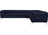Chesterfield-Sofa HOME AFFAIRE "Ecksofa GLYNIS L-Form mit Wellenunterfederung, Maße B/T/H 323/264/75cm", blau (deep ocean), B:323cm H:75cm T:264cm, Struktur (100% Polyester);Samtoptik (100% Polyester), Sofas, Chesterfield-Sofa, aufwändige Knopfheftung, moderne Chesterfield Optik, Fußfarbe wählbar