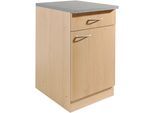 Unterschrank WIHO KÜCHEN "Kiel", grau (front und korpus: buche dekor, arbeitsplatte: canvas grau), B:60cm H:85cm T:60cm, Schränke, Unterschrank, 60 cm breit, 60 cm tief