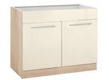 Spülenschrank WIHO KÜCHEN "Flexi2", beige (front: magnolia, korpus: sonoma eiche), B:100cm H:85cm T:57cm, Schränke, Spülenschrank, Breite 100 cm