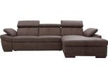 Ecksofa EXXPO - SOFA FASHION "Salerno, Funktionssofa, Breite 280cm, hoher Sitzkomfort, L-Form", braun, B:280cm H:77cm T:170cm, Microfaser-Primabelle (100% Polyester);NaturLEDER;Kunstleder;Lederfaserstoff;Luxus-Microfaser Lederoptik, Sofas, Ecksofa, inkl. Kopf- und Armteilverstellung, wahlweise mit Bettfunktion