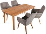 Garten-Essgruppe GARDEN PLEASURE "RAPALLO/VISALIA", grau (grau, dunkelgrau, braun, grau, braun), B:280cm H:96cm T:180cm, Aluminium, FSC-zertifiziertes Massivholz, Polyrattan, Sitzmöbel-Sets, Garten-Essgruppe, robustes Tischdesign