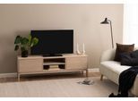 TV-Schrank ACTONA GROUP "Linley TV-Tisch, Lowboard, Fernsehtisch", weiß (weiß pigmentiert eiche), B:160cm H:50cm T:40cm, Schränke, TV-Schrank, Eichenfurnier, 2 Türen, 2 Einlegeböden, Lamellenfront, B: 160cm