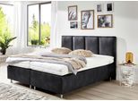 Boxspringbett, schwarz, B:174cm L:210cm, Bezug Unterbox und Kopfteil: Microfaservelours, 100% Polyester in Leder-Optik;Bezug Obermatratze: 100% Polyester, waschbar bis 60C, WESTFALIA SCHLAFKOMFORT, Komplettbetten, Boxspringbett