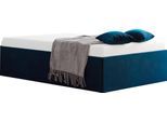 Polsterbett "Amrum", blau (königsblau), B:145cm L:205cm, Bezug Glanzvelours, 100% Polyester, Polsterung 100% Polyester, Gestell Holzwerkstoff, WESTFALIA SCHLAFKOMFORT, Betten, Polsterbett, in Samtvelours ohne Kopfteil, mit und ohne Bettkasten erhältlich