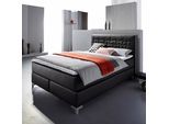 Boxspringbett HOME AFFAIRE "Coos", schwarz (schwarz, weiß), B:149cm L:212cm, Bezug Topper 100% Polyester;Kunstleder, Komplettbetten, Boxspringbett, mit besonderer Steppung im Kopfteil, 3 Matratzenarten, 2 Härtegrade