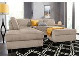 Ecksofa DOMO COLLECTION "Florentina zeitlos und elegant, Sitznähte als Designelement, L-Form", beige, B:243cm H:84cm T:209cm, Struktur fein (100% Polyester);Luxus-Microfaser (100% Polyester);Luxus-Microfaser in Chenille-Optik (100% Polyester);Microvelour (100% Polyester);Webstoff (100% Polyester), Sofas, Ecksofa, wahlweise mit Bettfunktion, mit Kontrastnaht, Komfortsitzhöhe 47cm