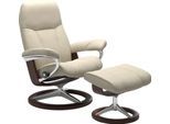Relaxsessel STRESSLESS "Consul", beige (cream batick), B:91cm H:102cm T:79cm, Leder BATICK: BATICK ist ein leicht korrigiertes, durchgefärbtes und genarbtes Möbelleder, bei dem die meisten Unebenheiten und Spuren in der Regel entfernt wurden.;Leder PALOMA: PALOMA ist ein durchgefärbtes Semianilin-Möbelleder mit natürlicher Narbung.;ROHLEDER Stoff Q2 FARON: Ein fester zuverlässiger Bouclé mit einem