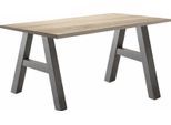 Schreibtisch MÄUSBACHER "Mio", grau (graphit, eichefarben), B:140cm H:75cm T:70cm, Tische, Schreibtisch