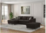 Ecksofa SIT & MORE "Dundee L-Form", braun (espresso), B:264cm H:86cm T:175cm, Sofas, Ecksofa, mit Federkern und Edelstahlfüßen, wahlweise mit Kopfteilverstellung