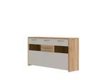 Kommode OTTO HOME "Gala", beige (beige, pacific walnuss decor), B:172cm H:85cm T:41cm, Glas, Holzwerkstoff, MDF, Sideboards, Kommode, UV lackiert, kratzfest, hochglänzend, mit Beleuchtung