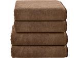 Handtuch Set DONE. "Deluxe Prime 2xHandtücher (50x100 cm), 2x Duschtücher (70x140 cm)", braun (cognac), 4 Stk., Zwirnfrottee, Zwirnfrottee, Obermaterial: 100% Baumwolle, Handtuch-Sets, Handtuch Set, mit einfassender Ziernaht in schwarz