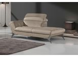 Recamiere EGOITALIANO "Sueli, extravagantes Design und erstklassiger Sitzkomfort", grau (taupe), B:180cm H:100cm T:110cm, Leder »NUVOLE« (Echtes Rindsleder). Halbnatürliches, halbnarbiges Rindsleder mit einer natürlichen Körnung von 1, 2 bis 1, 4 mm. Dieses Leder hat eine weiche, wachsartige Hand mit mattem Aussehen und einem Wolkeneffekt. Es handelt sich um ein Naturleder, das die ursprünglichen