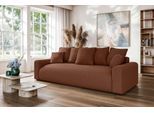 Big-Sofa HOME AFFAIRE "LAKESIDE klein 3-Sitzer Schlafsofa mit Bettkasten, Breite 238 cm", braun (ziegelrot), B:238cm H:85cm T:98cm, 100% Polyester, Sofas, Big-Sofa, Liegefläche 149x195 cm, hoher Sitzkomfort, Maße B/T/H: 238/98/85cm