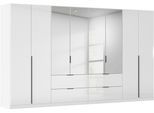 Drehtürenschrank OTTO HOME "Kleiderschrank Schrank Garderobe AGORDO mit Dekor- oder Hochglanzfront", weiß (alpinweiß, hochglanz weiß), B:360cm H:210cm T:54cm, Holzwerkstoff, Schränke, Drehtürenschrank, mit Außenschubkästen, in 7 Breiten und 2 Höhen MADE IN GERMANY