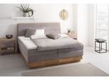 Boxspringbett OTTO HOME "JENNA in verschiedenen Farben und Breiten erhältlich", grau (argento), B:204cm L:216cm, Komplettbetten, Boxspringbett, LED-Beleuchtung, mit zertifizierten, recycelten Bezugsstoffen