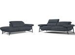 Sofa EGOITALIANO "Anais, Design mit hohem Sitzkomfort, Fußfarbe schattengrau", grau (dunkelgrau), Sofas, Luxus-Microfaser, Ottomane Armlehne rechts, Sofa, Set, Kopfteil verstellbar, Luxus-Microfaser, dunkelgrau