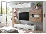 Wohnwand OTTO HOME "Sorano", weiß (weiß matt, weiß hochglanz lack, eichefarben cadiz), Kastenmöbel-Sets, Wohnwand, mit Hängeschrank