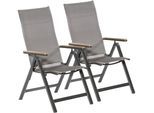 Gartenstuhl MERXX "Trivero", grau, B:59cm H:111,5cm, Polyester, Stühle, Gartenstuhl, 2er Set, Alu/Textil, klappbar, braun