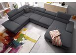 Wohnlandschaft SIT & MORE "Alcatraz U-Form", grau (dunkelgrau), B:350cm H:94cm T:226cm, Struktur fein (97% Polyester, 3% Polyamid);Luxus-Microfaser ALTARA NUBUCK (95% Polyester, 5% Baumwolle);Struktur (100% Polyester), Sofas, Wohnlandschaft, wahlweise mit Bettfunktion