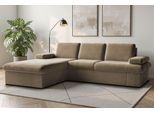 Ecksofa SIT & MORE "Moreno L-Form, B: 247 cm", braun (hellbraun), B:247cm H:82cm T:171cm, 100% Polyester, Sofas, Ecksofa, mit Armteilverstellung, optional Bettfunktion