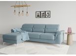 Ecksofa SIT & MORE "Sinatra L-Form", blau (hellblau), B:258cm H:85cm T:170cm, 90% Polyester, 10% Polyamid, Sofas, Ecksofa, mit Recamiere, optinal mit Kopfteilverstellung und Armteilfunktion