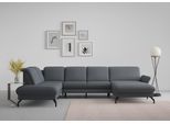 Wohnlandschaft SIT & MORE "Fashion U-Form", grau (dunkelgrau), B:338cm H:84cm T:207cm, Sofas, Wohnlandschaft, wahlweise mit Kopfteilverstellung, Vorziehsitz, motorisch, Metallfüße