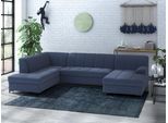 Wohnlandschaft HOME AFFAIRE "Balme, moderne Formensprache, zeitloses Design, U-Form", blau (dunkelblau), B:297cm H:75cm T:195cm, 100% Polyester, Sofas, Wohnlandschaft, Inkl. Zierkissen, wahlweise mit Bettfunktion