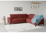 Ecksofa SIT & MORE "Sinatra L-Form", rot (bordeaux), B:251cm H:85cm T:231cm, 100% Polyester, Sofas, Ecksofa, optinal mit Kopfteilverstellung und Armteilfunktion, Metallfüße