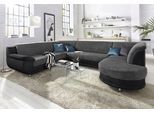 Wohnlandschaft TRENDMANUFAKTUR "Rondo 3, zeitlos und modern, im Materialmix, U-Form", schwarz-weiß (schwarz, schwarz, weiß), B:320cm H:85cm T:94cm, Kunstleder SOFTLUX / Struktur (77% Polyester; 23% Polyacryl);Luxus-Microfaser ALCAZAR (100% Polyester) / Feinstruktur (100% Polyester), Sofas, Wohnlandschaft, wahlweise für mehr Komfort mit Federkern, wahlweise mit Bettfunktion
