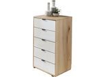 Schubkastenkommode WIEMANN "Cardiff Sideboard, Wäscheschrank, teilmassiv Bianco-Eiche, Schubladen", braun, B:40cm, Sideboards, Schubkastenkommode, Schubkästen inklusive Selbsteinzug und Dämpfung