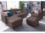 Ecksofa EXXPO - SOFA FASHION "Elio, kompakt, bequem & zeitloses Design, Breite 217cm, L-Form", braun, B:217cm H:84cm T:157cm, Luxus-Kunstleder;NaturLEDER (echtes Rindsleder) in Sitz und Rücken. Korpus in passendem Kunstleder SOFTLUX bezogen, Sofas, Ecksofa, wahlweise mit Bettfunktion