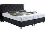 Boxspringbett "Phönix", schwarz, B:215cm L:210cm, Bezug Bett: Microvelours (100% Polyester) oder Feinstruktur (100% Polyester);Bezug Bonnell-Federkernmatratze: 100% Polyester;Bezug Kaltschaummatratze: 100% Polyester;Bezug Tonnentaschenfederkernmatratze: 80% Baumwolle, 20%Polyester, WESTFALIA SCHLAFKOMFORT, Komplettbetten, Boxspringbett
