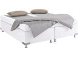 Boxspringbett "Holland", weiß, B:182cm L:201cm, Microvelours (100% Polyester), WESTFALIA SCHLAFKOMFORT, Komplettbetten, Boxspringbett, ohne Kopfteil, frei im Raum stellbar
