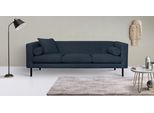 3-Sitzer HOME AFFAIRE "Lillibeth Designsofa mit Wellenunterfederung, Maße B/T/H: 218/74/83 cm", blau (nachtblau), B:218cm H:83cm T:74cm, 100% Polyester, Sofas, 3-Sitzer, Zierkissen als Wendekissen, Bezug Samtoptik oder Cord