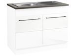 Spülenschrank KOCHSTATION "KS-Trient", weiß (weiß hochglanz), B:100cm H:85cm T:60cm, Schränke, Spülenschrank, 100 cm breit, inkl. Einbauspüle