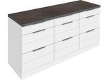 Unterschrank KOCHSTATION "KS-Luhe", weiß (weiß matt, weiß), B:180cm H:86cm T:60cm, MDF, Schränke, Unterschrank, 180 cm breit, für viel Stauraum, MDF-Fronten mit waagerechter Lisene
