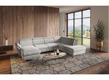 Wohnlandschaft HOME AFFAIRE "Calypso U-Form", grau (hellgrau), B:334cm H:85cm T:227cm, 100%Polyester, Sofas, Wohnlandschaft, wahlweise mit motorischer Relaxfunktion
