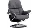 Relaxsessel STRESSLESS "Ruby", grau (grau batick), B:76cm H:100cm T:75cm, Leder PALOMA: durchgefärbtes Semianilin-Möbelleder;Leder BATICK: durchgefärbtes und genarbtes Möbelleder, Sessel, Relaxsessel, mit Signature Base, Größe S, Gestell Eiche, Wenge, Braun & Schwarz
